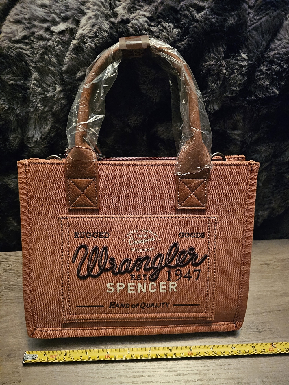 Wrangler Spencer Brown Canvas Tote Bag